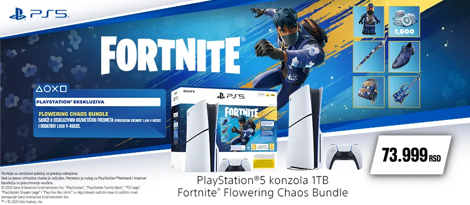 Konzola PlayStation 5 - 1TB Slim + PS5 Fortnite Flowering Chaos Bundle